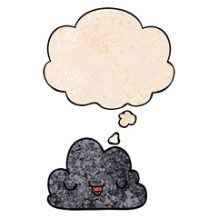 cute cartoon cloud and thought bubble in grunge texture pattern style