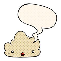 cute cartoon cloud and speech bubble in comic book style