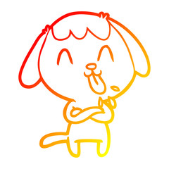 warm gradient line drawing cute cartoon dog