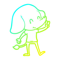 cold gradient line drawing cute cartoon elephant