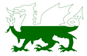 Welsh Dragon Flag Silhouette