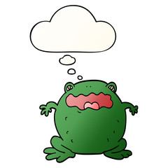 cartoon toad and thought bubble in smooth gradient style