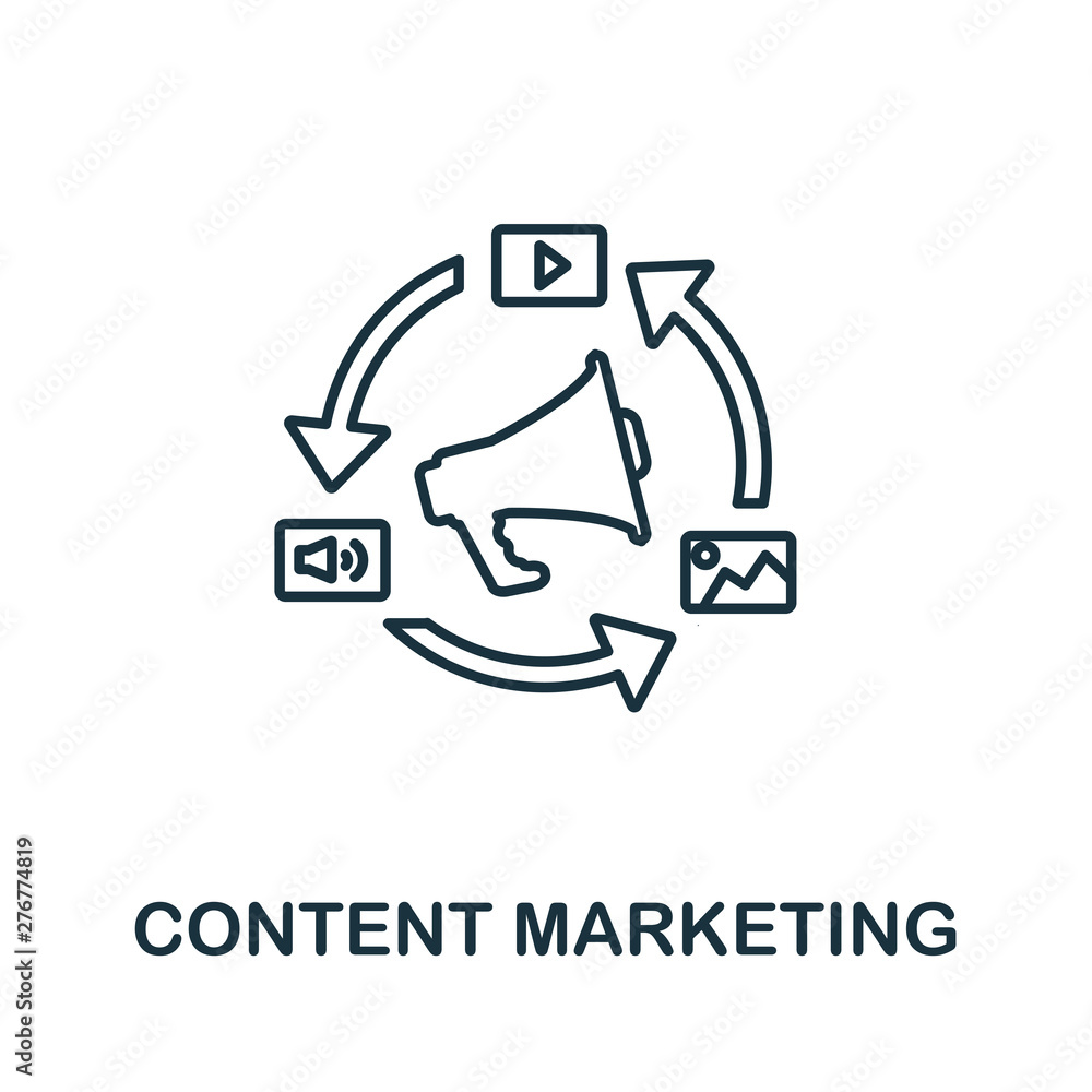 Aufkleber content marketing outline icon. thin line concept element from content icons collection. creative co
