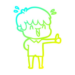 cold gradient line drawing cartoon laughing boy