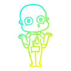 cold gradient line drawing confused weird bald spaceman