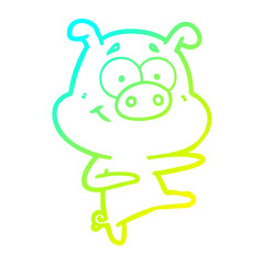 cold gradient line drawing cartoon pig pointing