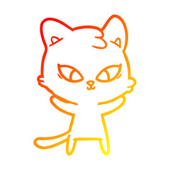 warm gradient line drawing cute cartoon cat