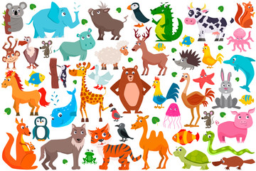 Set of cute cartoon animals. Vector illustration. - 276775053