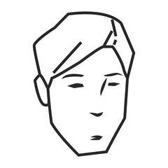 man face avatar cartoon character in black and white