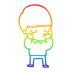 rainbow gradient line drawing cartoon calm boy