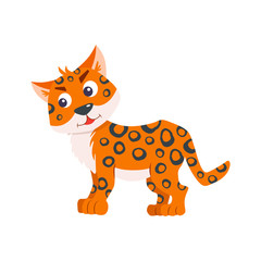 Cute cartoon jaguar vector flat illustration.
