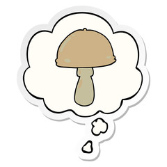 cartoon mushroom and thought bubble as a printed sticker