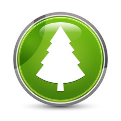 Obraz premium Evergreen conifer pine tree icon elegant green round button vector illustration