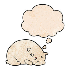 cartoon polar bear and thought bubble in grunge texture pattern style