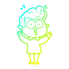 Obraz premium cold gradient line drawing cartoon excited man