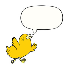 cartoon happy bird and speech bubble