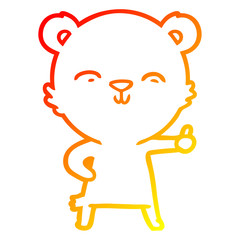 warm gradient line drawing happy cartoon bear