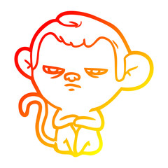 warm gradient line drawing cartoon monkey