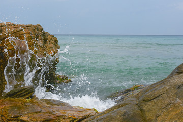 Wawes crashing on the  rocks