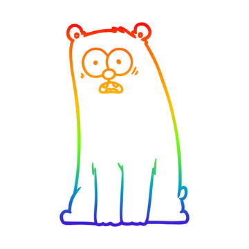 recommend clip art: rainbow gradient line drawing cartoon surprised bear