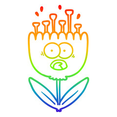 rainbow gradient line drawing cartoon shocked flower