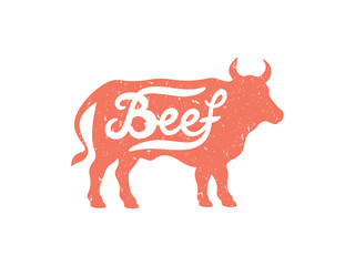 Beef logo. Bull silhouette isolated on white