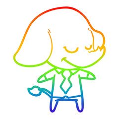 rainbow gradient line drawing cartoon smiling elephant manager