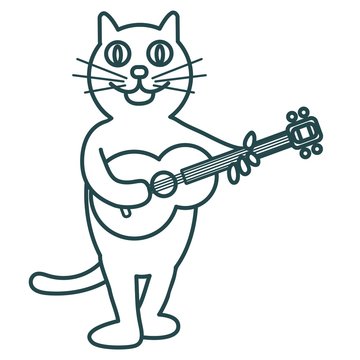 The cat plays the guitar and sings a love song.