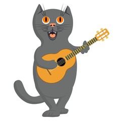 The cat plays the guitar and sings a love song.