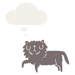 cartoon cat and thought bubble in retro style