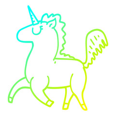 cold gradient line drawing cartoon unicorn