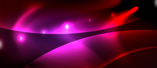 Neon color wave lines abstract background, magic techno futuristic light