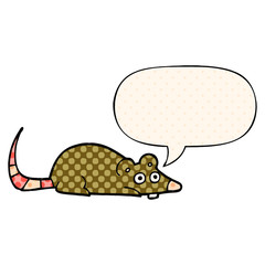 cartoon mouse and speech bubble in comic book style