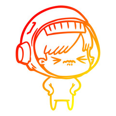 warm gradient line drawing cartoon astronaut woman