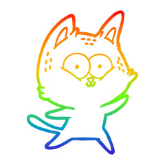 rainbow gradient line drawing cartoon cat