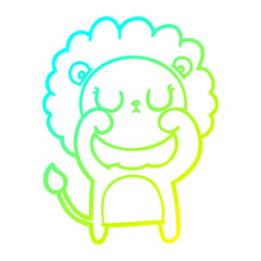 cold gradient line drawing cartoon lion