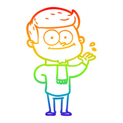 rainbow gradient line drawing cartoon happy man