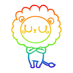 rainbow gradient line drawing cartoon lion
