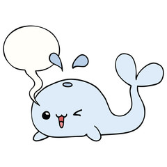 cartoon whale and speech bubble
