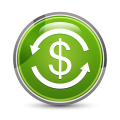 Money exchange dollar sign icon elegant green round button vector illustration