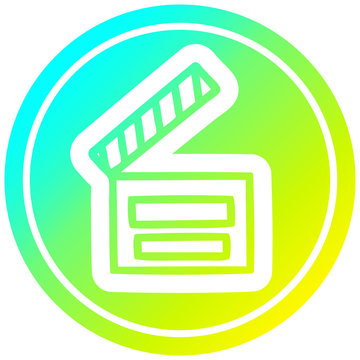 recommend clip art: movie clapper board circular in cold gradient spectrum