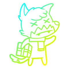 cold gradient line drawing cartoon dead fox