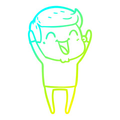 cold gradient line drawing cartoon man laughing