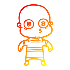 warm gradient line drawing cartoon weird bald spaceman