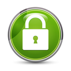 Padlock close icon elegant green round button vector illustration
