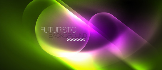 Neon glowing techno lines, blue hi-tech futuristic abstract background template