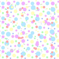 Seamless polka dot pattern with circles of fresh colors on a white background. Vector repeating texture.