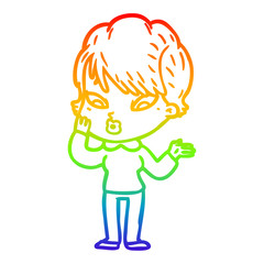 rainbow gradient line drawing cartoon woman