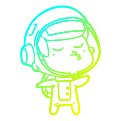 cold gradient line drawing cartoon confident astronaut