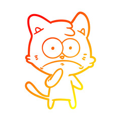 warm gradient line drawing cartoon nervous cat